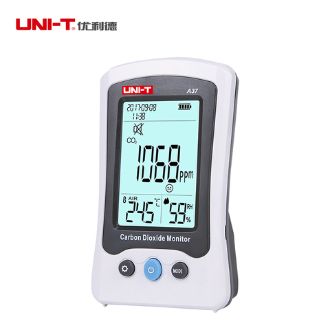 UNI-T A37 CO2 Meter Automatic baseline correction Audible and visual alarm  Low battery indication  Auto power off Backlight ► Photo 1/5