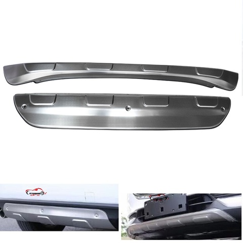 FRONT REAR BUMPER Stainless Steel Accessories Exterior Front Rear Skid Plate Bumper Board sticker 2Pcs fit for mazda cx-5 cx5 ► Photo 1/5