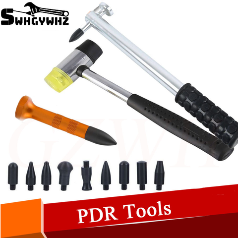 Dent Ding Hammer Tap Down Tool Kits Paintless Dent Repair Aluminum Dent Hail Hammer with 8 pcs POM heads&Knock Tap Down ► Photo 1/6