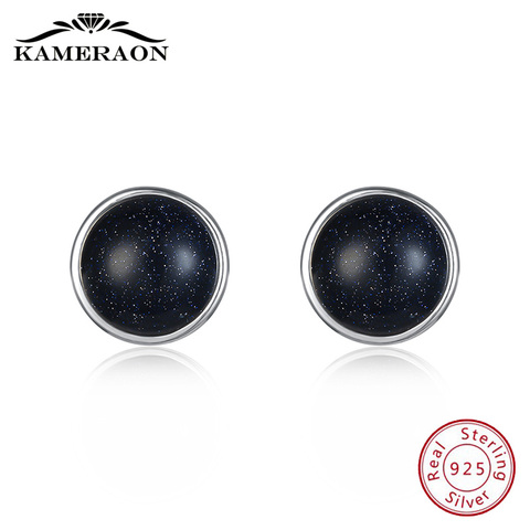 925 Sterling Silver Earrings For Women Korea Stud Earings Black With Stones Aventurin Fashion Jewelry Stud Earring Evening Party ► Photo 1/6