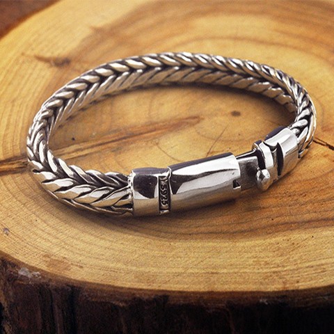 BOCAI New Real solid S925 pure silver  hand woven  bracelet for men vintage mighty Thai silver men bracelet ► Photo 1/6