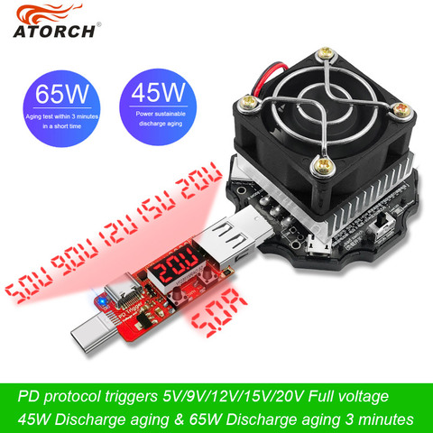 65w battery tester electronic load 18650 capacity monitor indicator discharge charge usb meter 5v 12v 24v power supply checker ► Photo 1/6