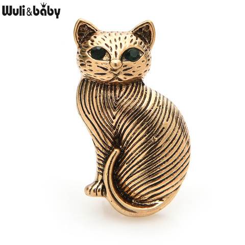 Wuli&baby Vintage Cute Cat Brooches Women Pets Animal Party Casual Office Brooch Pins Gifts ► Photo 1/4