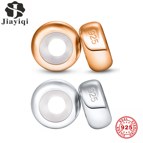 Jiayiqi 2pcs/Lot Gold Silver 925 Stopper Silicon Beads Fit Charms Silver 925 Original Bracelet Charms For Jewelry Making ► Photo 1/6
