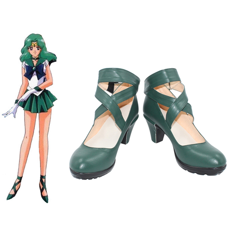 New Anime Salior Moon Sailor Neptune/Kaiou Michiru Cosplay Halloween Party Dark Green Shoes Custom Made ► Photo 1/5