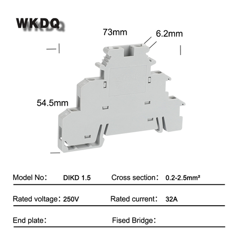 Din Rail Terminal Block 10pcs DIKD 1.5 Triple Screw Connection  With 3 Level Conductors Connector Screw Terminal Blocks ► Photo 1/6