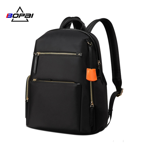 BOPAI Office Lady's Backpack Water Repellent Nylon Backpack Women Back Pack Girls Backpacks for High School Black Plecak ► Photo 1/6