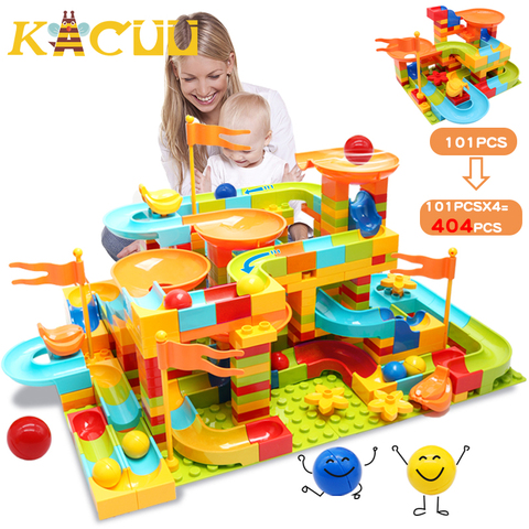 404PCS Marble Race Run Blocks Maze Ball Track Compatible Duploed Building Blocks Plastic Funnel Slide Assemble Bricks Kids Gift ► Photo 1/6