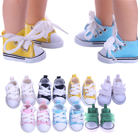 Doll Shoes Canvas Colored Shoes Strap Design / Velcro For 14.5 Inch Wellie Wisher & 32-34 Cm Paola Reina Baby Girl`s Toy Gift ► Photo 1/6