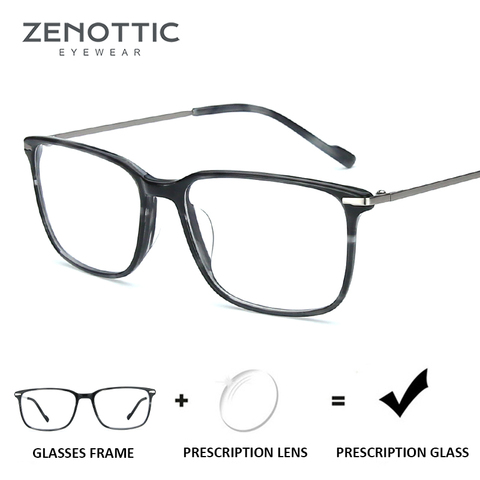 ZENOTTIC Retro Square Prescription Glasses Men Acetate Optical Myopia Hyperopia Anti Blue Light Eyeglasses Photochromic Eyewear ► Photo 1/6