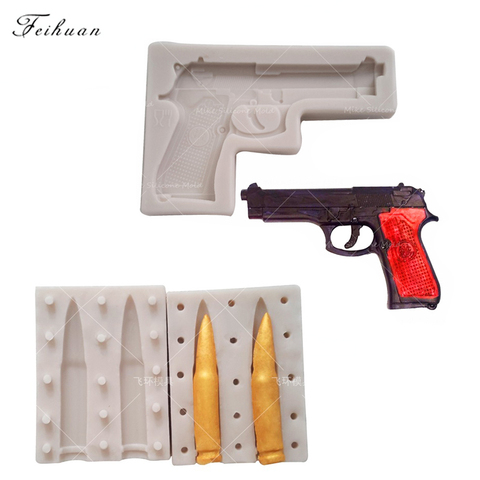 Luyou 1pc Guns and bullets silicone mold cake molds cake decorating tools fondant chocolate gumpaste mold FM1925 ► Photo 1/5