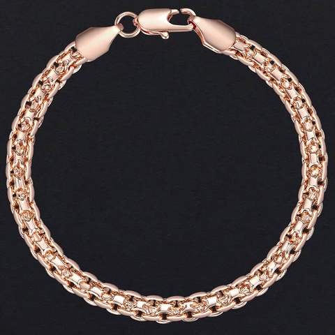 Davieslee 4.5mm Bracelet For Women Men 585 Rose Gold Filled Braided Weaving Bismark Chain Bracelet for Women 18 20 23cm LGB422 ► Photo 1/6