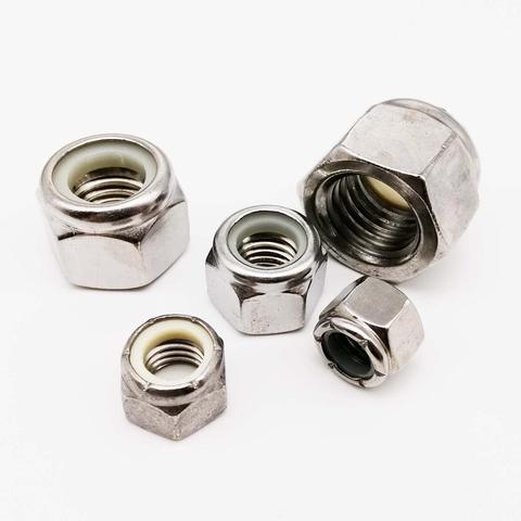 UNF 10# 1/4 5/16 3/8 7/16 1/2 304 A2-70 Stainless Steel UK US Fine Thread Hex Nylon Insert Lock Nut Self-locking Nylock Locknut ► Photo 1/6