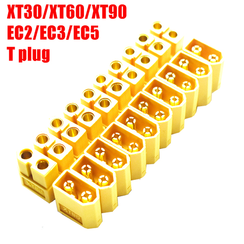NEW10 Pair XT30 XT30U XT60 XT60H XT90 EC2 EC3 EC5 T Plug Battery Connector Set Male Female Gold Plated Banana Plug for RC Parts ► Photo 1/6