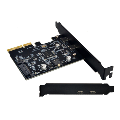 USB 3.1 PCIE PCI Express Expansion Card PCI-E 4X to USB 3.1 Gen2 10Gbps 2-Port USB C Adapter ASMedia ASM3142 Chipset For Desktop ► Photo 1/6