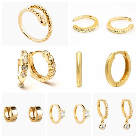 925 Sterling Silver Earrings For Women Gold Small Hoop Earrings Girl Ear Bone Earring Zircon snake Star Eye aretes A30 ► Photo 1/6
