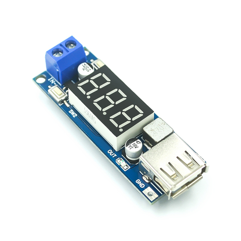 DC DC Step Down Converter LED Display Voltmeter + 5 V USB Charger Power Supply Module Board Step-down Buck Port 6.5-40V To 5V 2A ► Photo 1/4