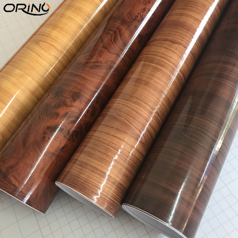 High Gloss Wood Grain Faux Finish Textured Vinyl Wrap Roll Sheet Film For Home Office Furniture DIY Air-Release Car Foil Sticker ► Photo 1/6