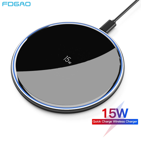 15W Qi Wireless Charger For iPhone 11 XS X XR 8 Airpods 2 Pro USB Induction Fast Charging Pad For Samsung S20 S10 Xiaomi mi 10 9 ► Photo 1/6