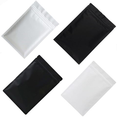 Thick 50pcs Matte Black White Smell Proof Zip Lock Plastic Bag Food Powder Package Pouch Aluminum Foil Mylar Heat Seal Zip Bags ► Photo 1/6