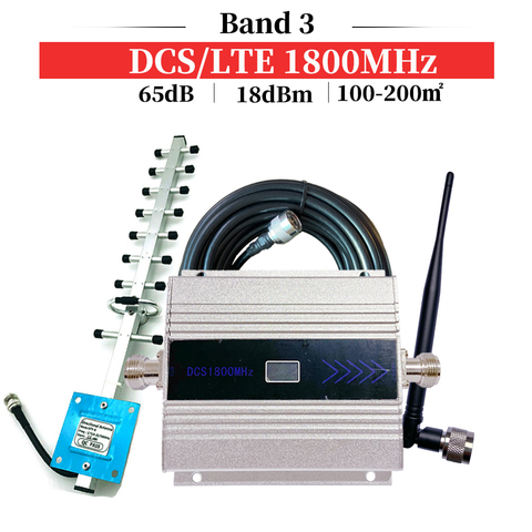 B3 LTE 4G DCS 1800MHZ Cellular Signal Amplifier LCD Display Mobile Phone Signal Booster Repeater Yagi+Whip Antenna Coaxial Cable ► Photo 1/6