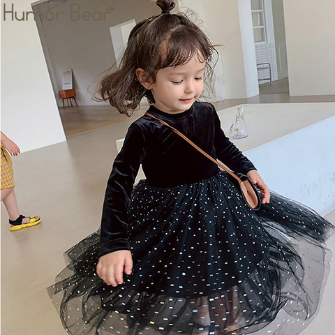 Humor Bear Autumn Spring Winter Baby Girl Clothes 2022 Girl Dress Long Sleeve Black Lace Princess Dresses Children Clothing ► Photo 1/6