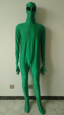 Child kids Adult Green Alien Full Body Suit Spandex Lycra Zentai Bodysuit Stage Performance Costume with crotch zipper ► Photo 1/6