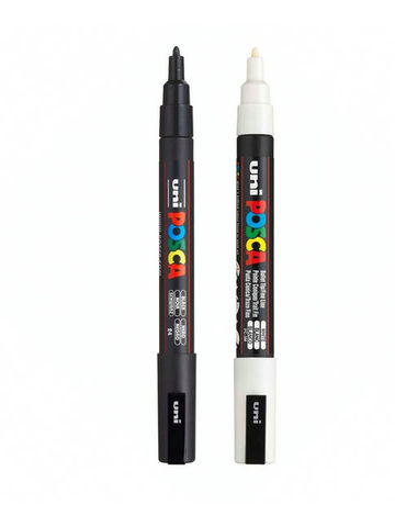 Uni Posca PC-1M|3M|5M Paint Art Marker Pens - White|Black Color Set ► Photo 1/1