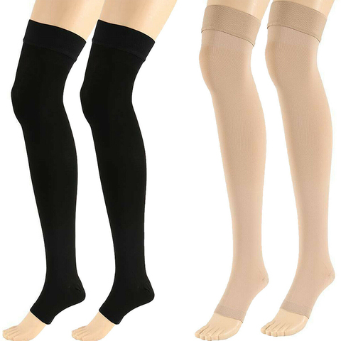 Open Toe Knee-High Medical Compression Stockings Varicose Veins Stocking Compression Brace Wrap Shaping for Women Men 18-21mm ► Photo 1/6