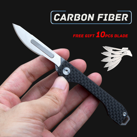 NEW Carbon Fiber Folding Knife EDC Portable Pocket Knifes Emergency Key Medical Folding Knives Surgical Self-defense Survival ► Photo 1/6