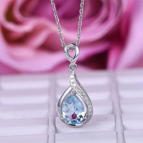 Huitan Graceful Engagement Party Pendent Necklaces for Women Water Drop CZ Stone High Quality Jewelry Female Statement Necklaces ► Photo 1/5