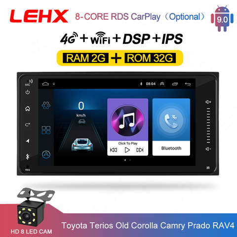 LEHX 2DIn Raido Car android 9.0 Car  Multimedia Player For toyota vios crown camry hiace previa corolla rav4 2din dvd  player ► Photo 1/6