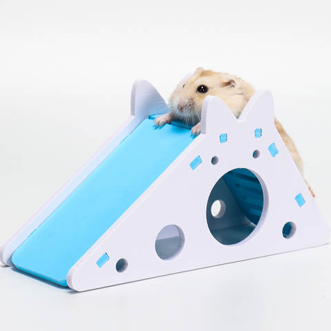 Hamster Hideout Cute Hamster Exercise Toy Wooden Hamster House with Ladder Slide for Guinea Pig Hamster Accessories Hamster Cage ► Photo 1/6