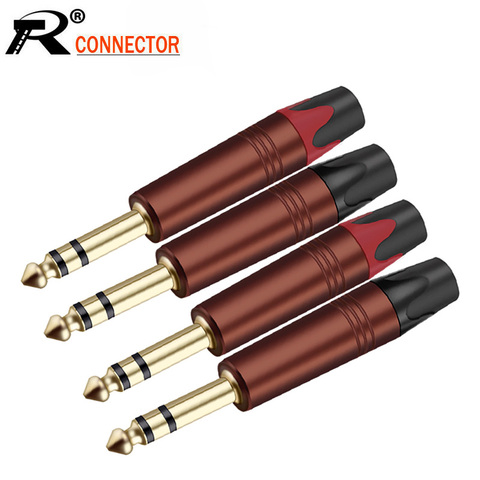 2pcs 6.35mm 3 pole stereo sophomore core amplifier microphone 6.35mm jack 1/4 mono male connector 6.3mm 6.5mm audio plug jack ► Photo 1/6