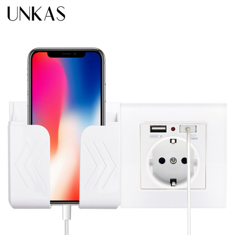 UNKAS Wall Socket Holder Smartphone Accessories Stand Support For Mobile Phone Apple Samsung Huawei ► Photo 1/6