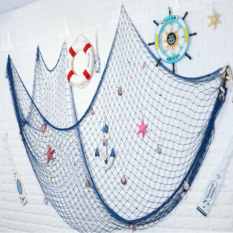 HOT Big Fishing Net Decoration Home Decoration Wall Hangings Fun The Mediterranean Sea style Wall Stickers PC673216 ► Photo 1/6