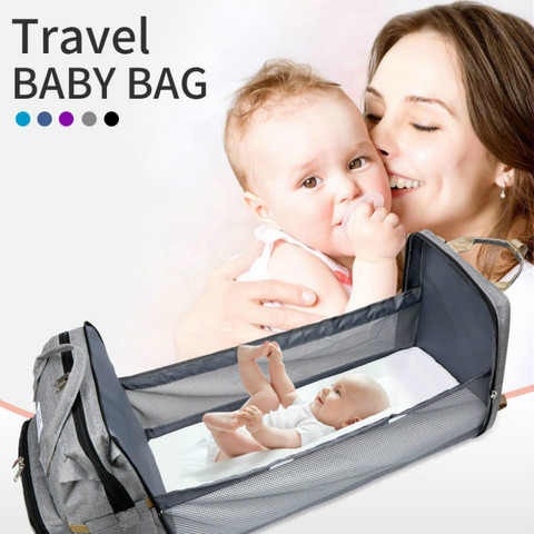 New Diaper Baby Bags with Bed Mummy Bag Waterproof Nylon Maternity Nappy Moms Backpack Baby Nursing Changing Bag For Baby Care ► Photo 1/6