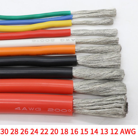 1M/2M/5M Extra Soft High Temperature Silicone Wire 12 13 14 15 16 17 18 20 22 24 26 28 30AWG Heat-resistant Cable ► Photo 1/5