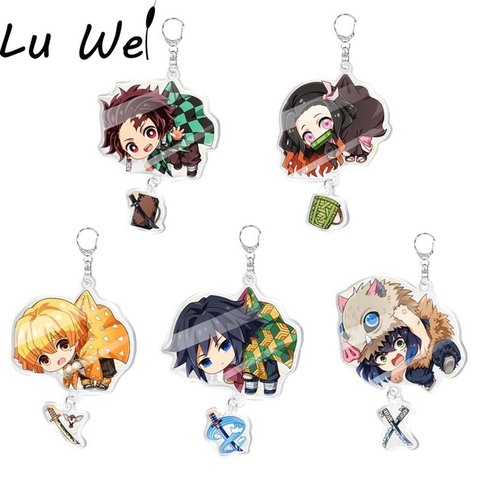 Anime Keychains Demon Slayer Keychain Tanjirou Kamado Nezuko Tomioka Giyuu Kimetsu No Yaiba Acrylic Key Ring Cute Funny Cartoon ► Photo 1/6