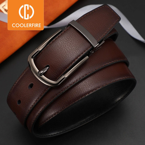 Men Genuine Leather Belt Reversible Buckle Brown and Black Business Dress Belts for Men ► Photo 1/6