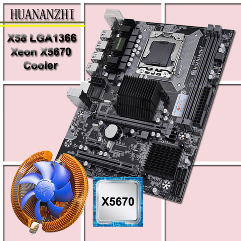 New HUANANZHI X58 motherboard CPU kit with CPU cooler USB3.0 X58 LGA1366 motherboard CPU Xeon X5670 2.93GHz 6 core 12 thread ► Photo 1/6