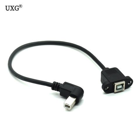 High Speed 30CM M/F USB 2.0 Type B Male to Female Right Angle Extension Data Cable Panel Mount For Printer Cable with Screw Hole ► Photo 1/6