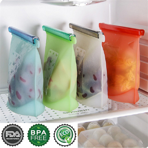 Silicone Bags Reusable Silicone Food Bag Airtight Seal Food Preservation Bag Food Grade for Vegetable, Liquid, Snack, Meat ► Photo 1/6