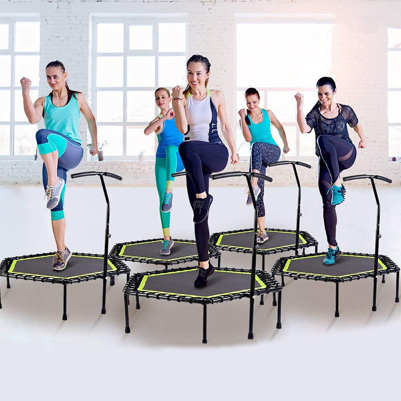 48 Inch Hexagonal Muted Fitness Trampoline with Adjustable Handrail for Indoor GYM Jump Sports Adults Kids Safety - Price & | AliExpress Seller - newstart sportswear Store | Alitools.io