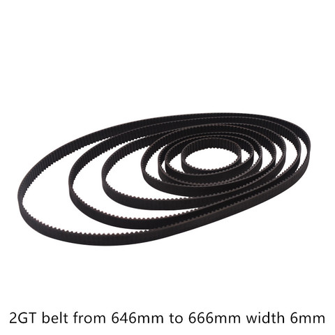 3D printer belt GT2 closed loop rubber 2GT timing 646 648 650 652 654 656 658 660 666 Length 646mm to 666mm width 6mm ► Photo 1/3