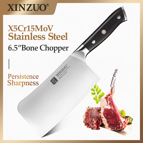 XINZUO 6.5'' inch Chopper Meat Kitchen Knife High Carbon X5Cr15Mov Stainless Steel Nakirir Cleaver Bone Knives with Ebony Handle ► Photo 1/1