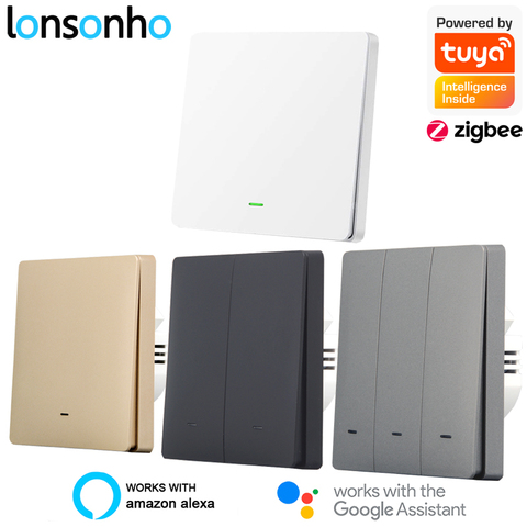 Lonsonho Tuya ZigBee Smart Switch EU 220V With/No Neutral Wireless Wall Button Light Switch Support Zigbee2mqtt Home Assistant ► Photo 1/6