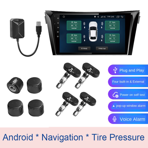 OKNAVI TPMS Tire Pressure USB Monitoring System Android Navigation Monitoring Alarm System Wireless Transmission External Sensor ► Photo 1/6