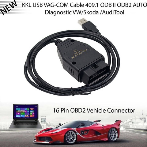 VAG-COM 409.1 Vag Com vag 409Com vag 409 kkl OBD2 II OBD USB Cable Scanner Scan Tool Interface For Audi Seat Volkswagen Skoda ► Photo 1/6