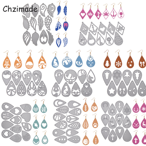 Chzimade Christmas Feather Earring Metal Cutting Dies For Card DIY Scrapbooking Stencil Embossing Paper Craft 2022 New Dies Cut ► Photo 1/6